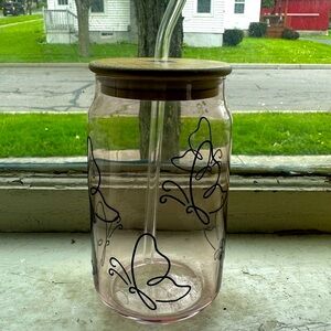 Glass cups for coffee or any drink you like! $7 for each of $20 for all three!